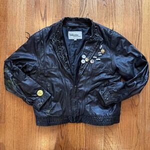 Vintage Punk Upcycled genuine leather jacket